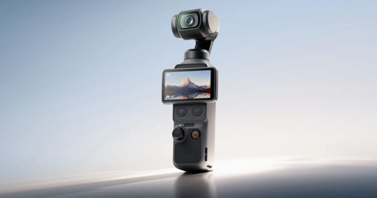 A close up shot of a content creator using the new DJI Osmo Pocket 4 to record smooth video.