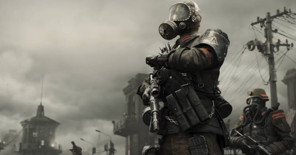 Armed Novoreich soldiers enforce their regime in a station according to the Metro 2039 news updates.