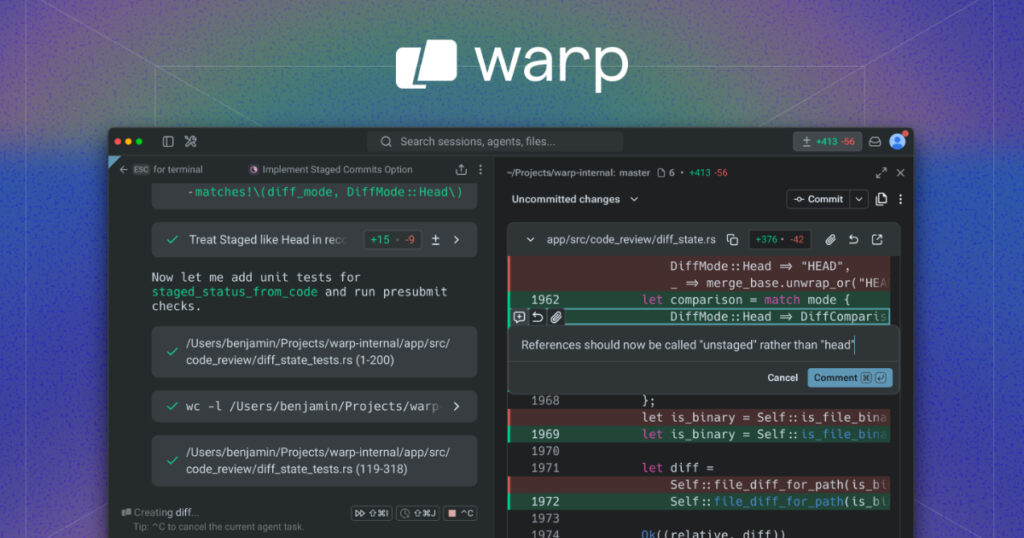 The official code repository showcasing the Warp terminal open source move