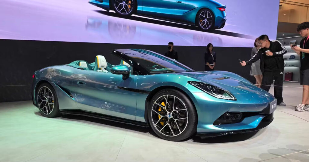 Denza Z electric hypercar unveiled at the 2026 Beijing Auto Show in Fiorentine green