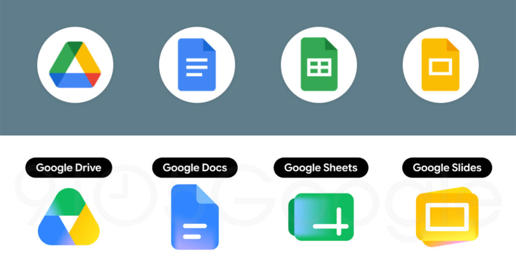 Google gradient icon redesign across Workspace apps including Gmail Drive Calendar and Meet in 2026