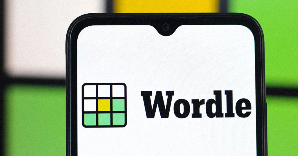A vibrant graphic showing the Nbc wordle tv show logo with yellow and green letter tiles.