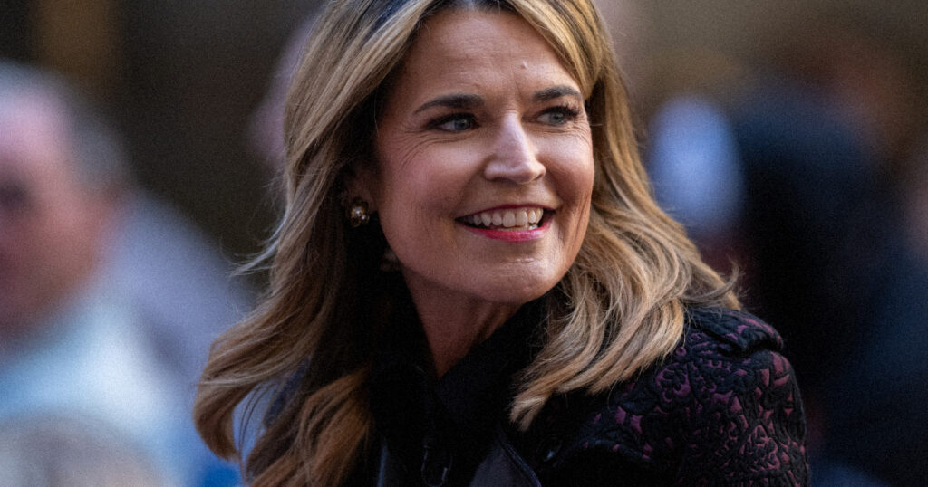 Savannah Guthrie smiling on set, ready to host the new Nbc wordle tv show.