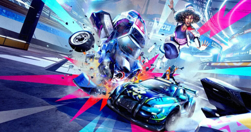 High octane vehicular matchmaking chaos inside the arena of the Destruction AllStars multiplayer game.