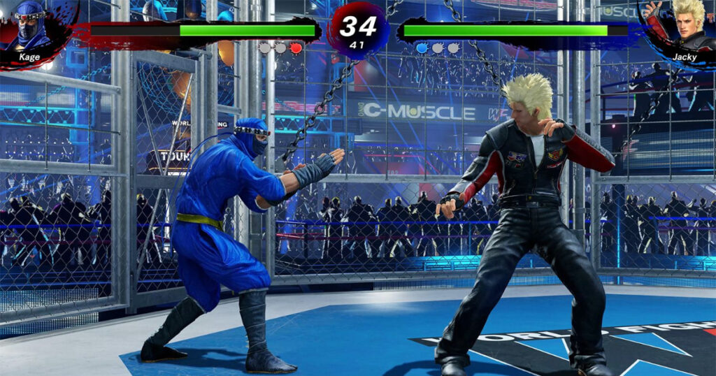 Two fighters competing in an online 3D fighting match.