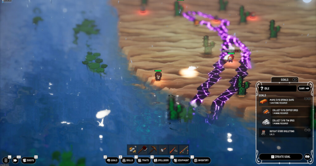 Two Summoners gathering wood and crafting equipment on their own in the Grasslands